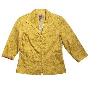 NWT Chico's Yellow Metallic Embroidered Clasp Closure Jacket Size 0